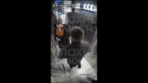 Russian Couple fighting Drunk Neighbor In Elevator